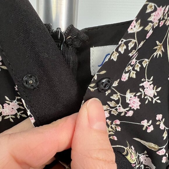 She + Sky Black Floral Ruffle Bottom Lined Mini Fit Flare A-Line Sun Dress Sz L - Picture 4 of 15